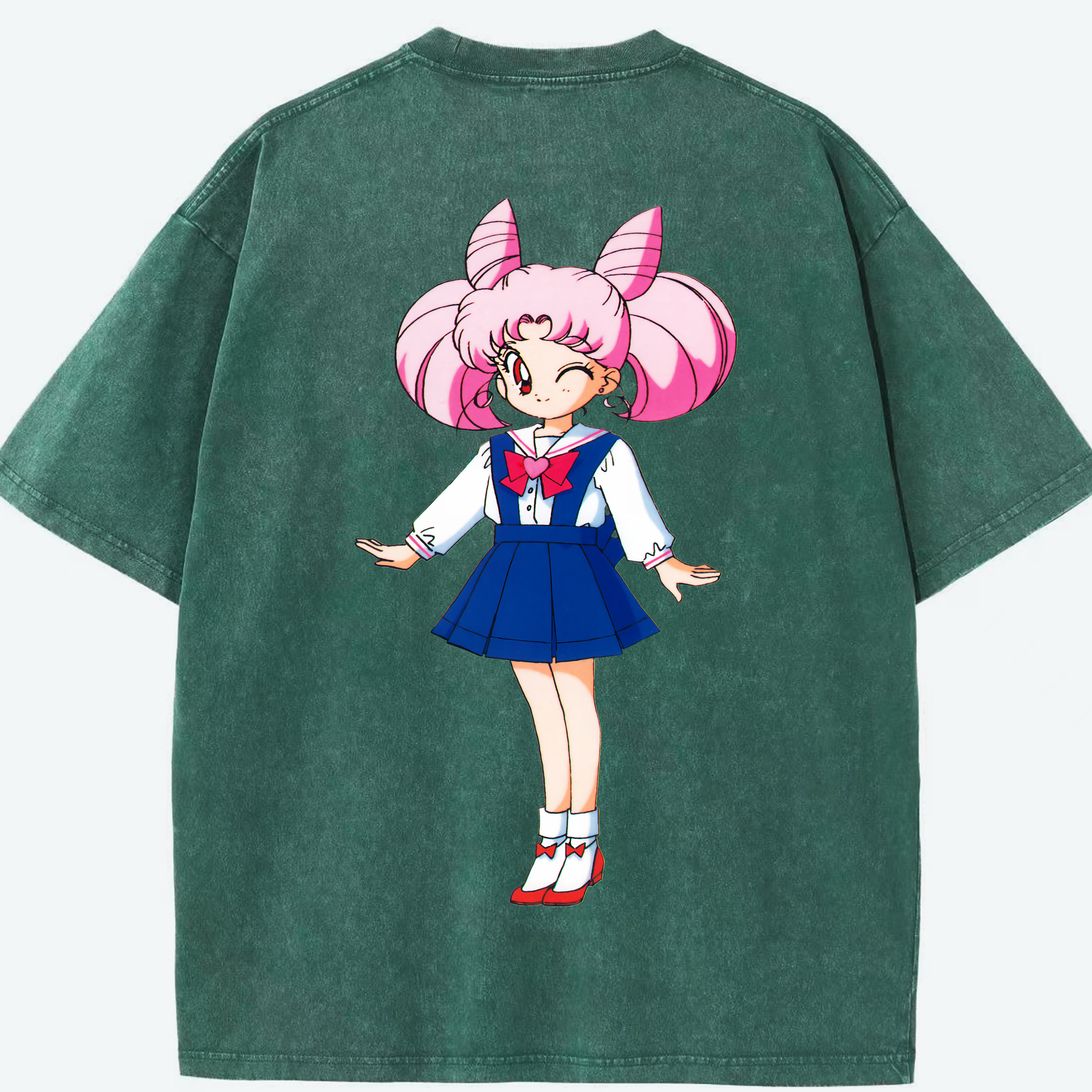 （画像用） 美少女戦士セーラームーン ちびうさ Sailor Moon Chibiusa Tsukino Usagi Small Lady Serenity 綿100% ヴィンテージ風 半袖Tシャツ（背面プリント）